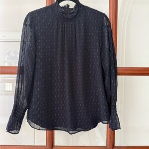 Ann Taylor Navy Blue Sheer Blouse
